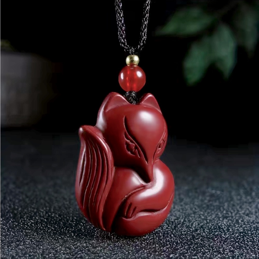 Cinnabar carved fox - Picture 3 of 9